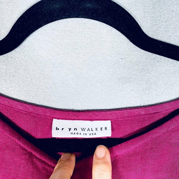 Bryn Walker Linen Top Womens M Fuchsia Chambray Pullover High Low Sustainable - Picture 4 of 13